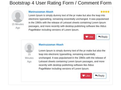 Bootstrap 4 User Rating Form / Comment Form
