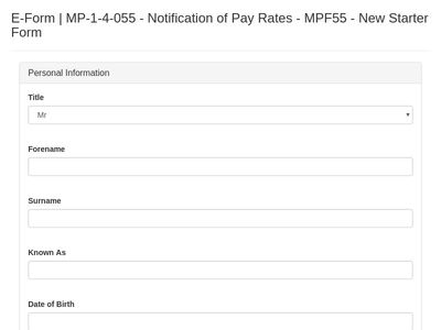 MPF55 - Notification of Pay Rates