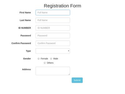 horizontal Registration Form