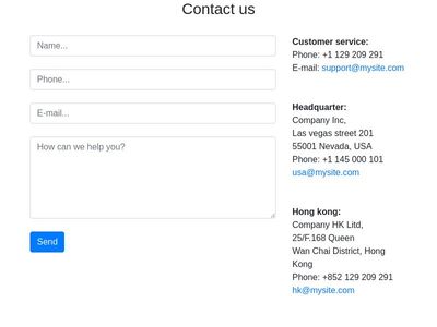 Simple contact us page bootstrap 4