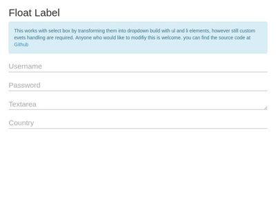 Float Label with select box Jquery
