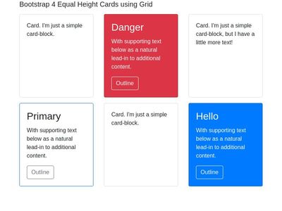 Bootstrap 4 Equal Height Cards using Grid