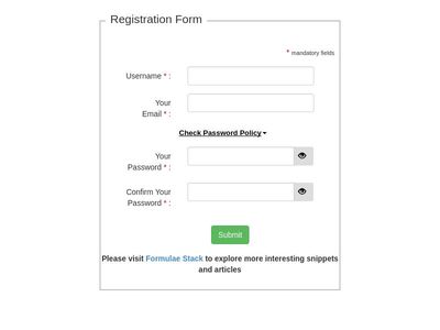 Real time password validation registration form