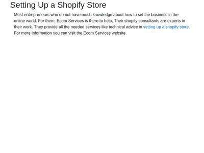 Setting Up a Shopify Store