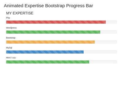 Animated Expertise Bootstrap Progress Bar