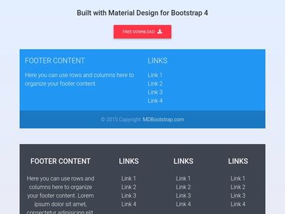 Bootstrap Footer - Material Design & Bootstrap 4