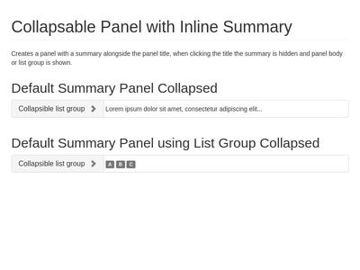 Collapsable Panel with Inline Summary