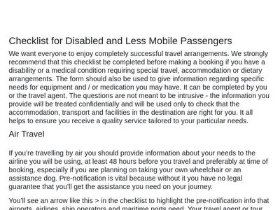 Checklist for Disabled and Less Mobile Passengers