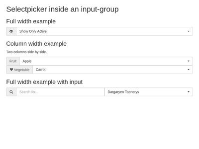 Selectpicker inside an input-group