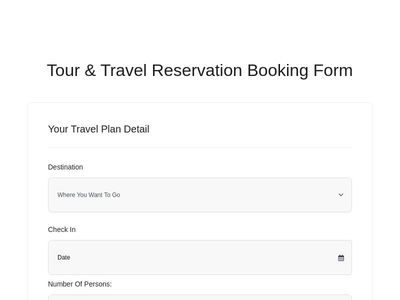 Tour & Travel Reservation Booking Form - Bootstrap 4.0