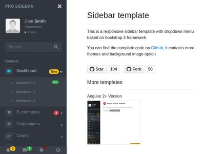 Pro Sidebar Template with Bootstrap 4