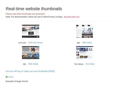 Real-time website thumbnails