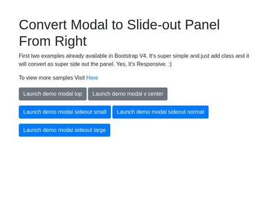 Bootstrap V4 - Modal as Slide-out Panel from Right - No Js