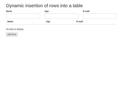 Dynamic insertion of rows into a table