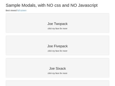 Employees in Modal, no CSS, no Javascript!