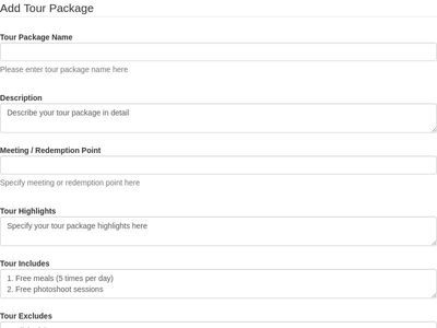 Add Tour Package Form