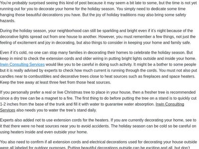 Irwin Consulting Services Review - How to decorate safely this holiday season