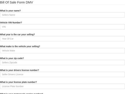 Bill of Sale Form DMV with helper text