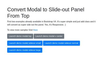 Bootstrap V4 Convert Modal Window as Slide Panel from Top