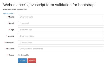 Bootstrap Javascript Form Validation