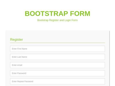 Bootstrap Register and Login  Form