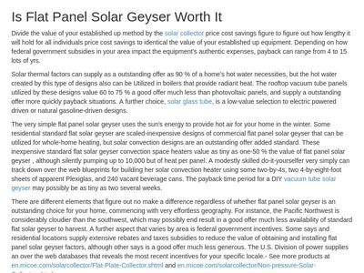 Is Flat Panel Solar Geyser Worth It