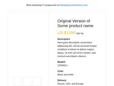 eCommerce Product Detail , bootstrap 4 product view card
