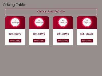 responcive stylish Pricing Table