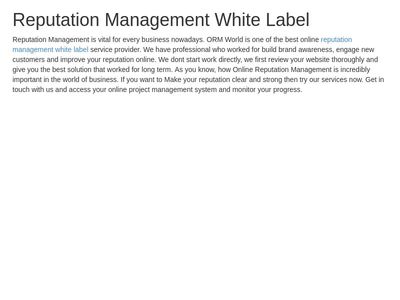 Reputation Management White Label