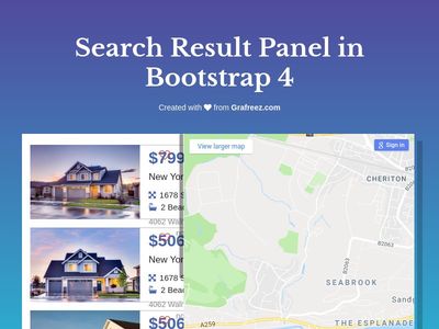 Search Result #lists with #sidebar #map and #card designs #bootstrap4
