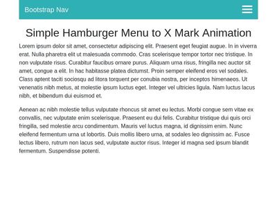 Hamburger Menu to X Snippet