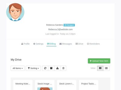 Bootstrap framework snippet Drive files documents user profile