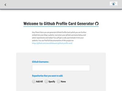  Welcome to Github Profile Card Generator 