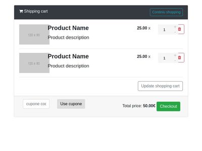 Shopping Cart Bootstrap 4 + FontAwesome ( Beta 2 )