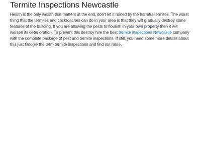 Termite Inspections Newcastle