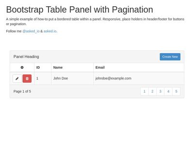 Table Panel with Pagination