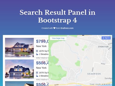  "Search Result #lists with #sidebar #map and #card designs #bootstrap4" {Manish Yadav}