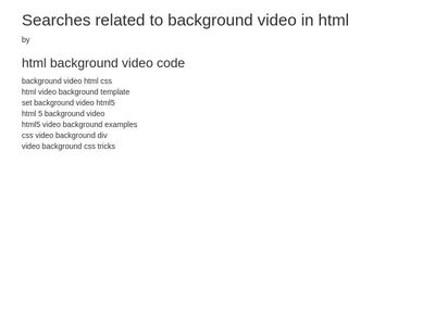 background video in html