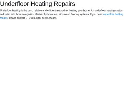 Underfloor Heating Repairs