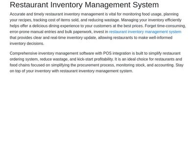 Restaurant Inventory Management System