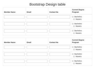Bootstrap Table Form