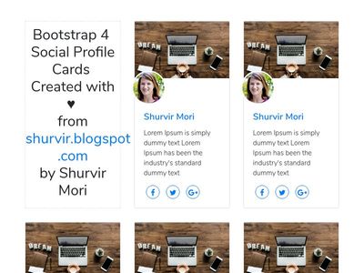 Bootstrap 4 Social Profile Cards by Shurvir Mori