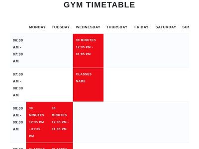 Responsive Fitness Timetable 