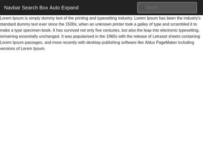 Navbar Search Box Auto Expand
