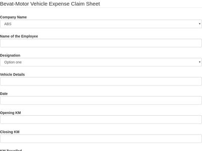 Bevat-Motor Vehicle Expense Claim Sheet
