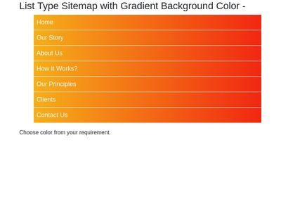 List Type Sitemap with Gradient Background