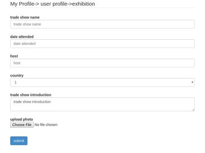 My Profile-> user profile->exhibition