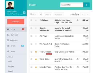 Responsive Mail Inbox and Compose