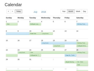 Bootstrap Calendar Examples