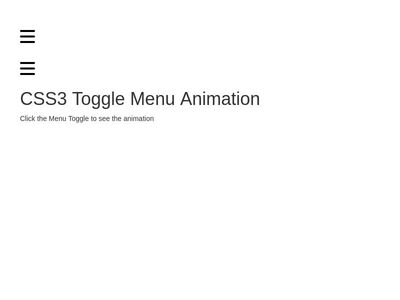 Menu Hamburger Icon Animations with CSS 3